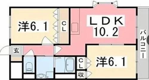 コンフォーダブルS【2階】の間取り