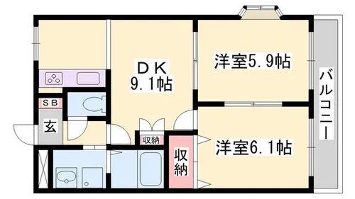 INGLE SIDE【103号室】の間取り