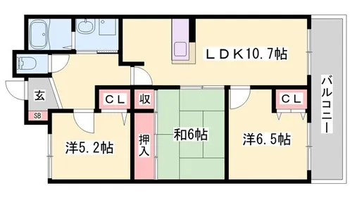 サンワプラザ福崎3【406号室】の間取り
