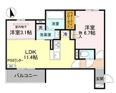メゾンドソルテ A【303号室】の間取り