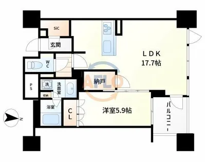 プレミストタワー靭本町【28階】の間取り