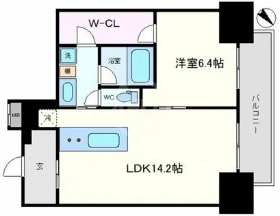 リバーサイドタワー中之島【9階】の間取り