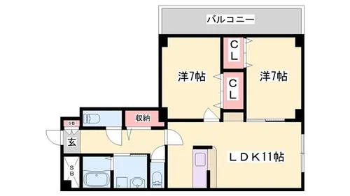 グランツ野里【308号室】の間取り