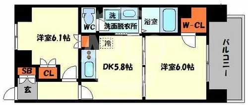 プロシード弁天町【2階】の間取り