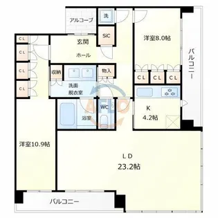 グラングリーン大阪THE NORTH RESIDENCE【36階】の間取り
