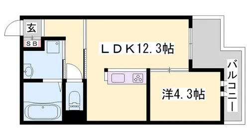おたふく荘【2B号室】の間取り