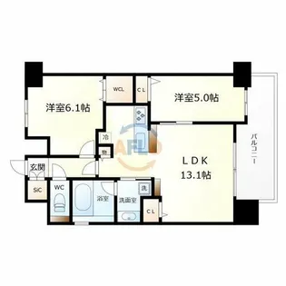 グラマシー京橋【14階】の間取り