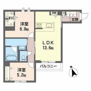 シャーメゾン木の実【205号室】の間取り