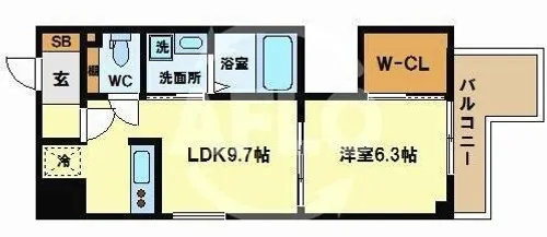パウゼ堺筋【3階】の間取り