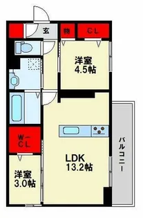 TORISIA陣原【2階】の間取り