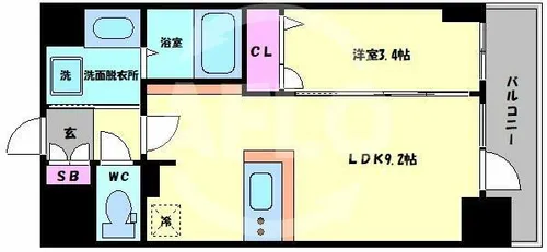 プレサンス立売堀ベルヴィル【7階】の間取り