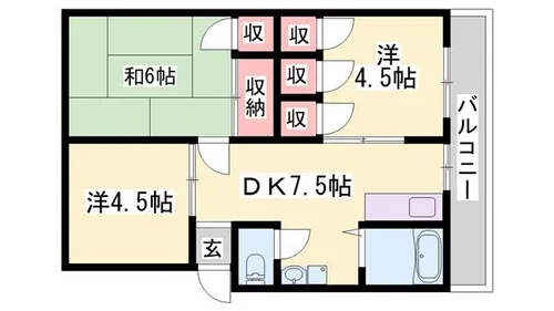 アーバン朝来【2階】の間取り