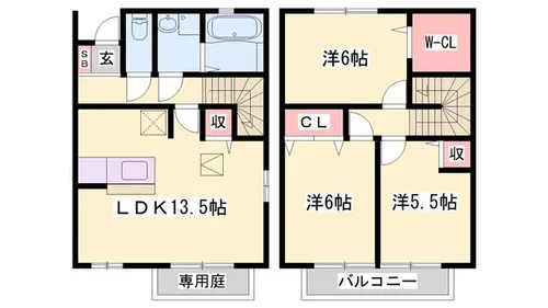 オークスコート西新在家 A棟【3号室】の間取り