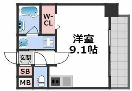 エグゼ難波南Ⅱ【6階】の間取り