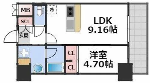 プレジオ恵美須【2階】の間取り