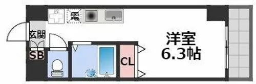 エルミタージュ難波南Ⅴ【6階】の間取り