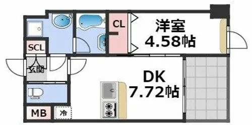 プレジオ難波ASIAN【10階】の間取り