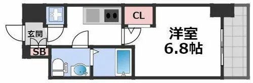 ラシュレエグゼ難波西【8階】の間取り