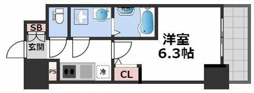 エスリード難波セントラル【8階】の間取り