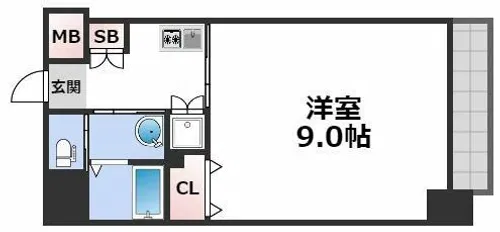 モノトーン難波【9階】の間取り