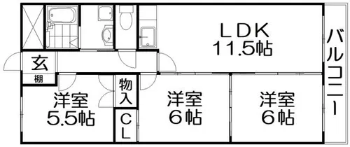 ウエストサイド楠葉【5階】の間取り