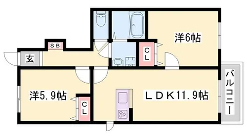 ニューフォーレス ナガタD【1階】の間取り
