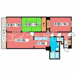 リバティベル月寒【10階】の間取り