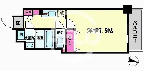 ワールドアイ難波南ミラージュ【3階】の間取り