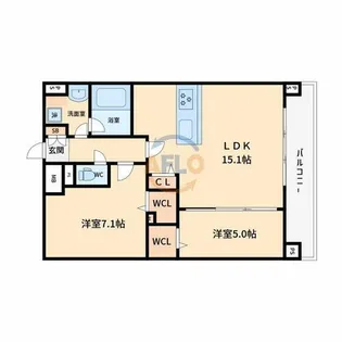 メゾンドボヌール弁天町【6階】の間取り