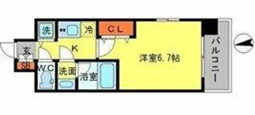 アドバンス難波西アクア【2階】の間取り