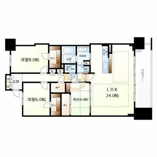 なんばセントラルプラザリバーガーデン【25階】の間取り