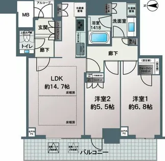 プレミストタワー大阪新町ローレルコート【35階】の間取り