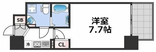 ラシュレエグゼ難波南【3階】の間取り