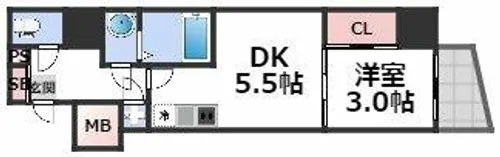 SERENiTE本町reflet【11階】の間取り