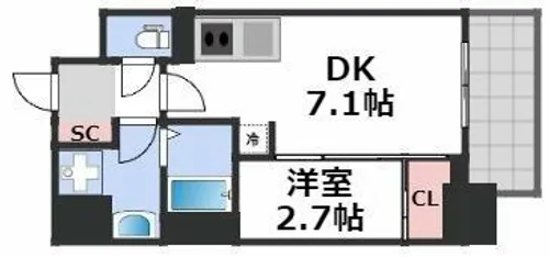 アーバネックス新町Ⅱ【7階】の間取り