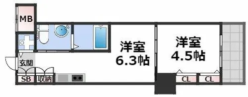 TLRレジデンス本町WEST【2階】の間取り
