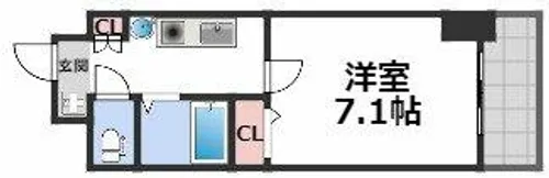 エスリードコート難波ウエスト【8階】の間取り