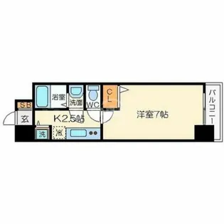 グラマシー心斎橋東【11階】の間取り