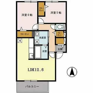 リュー・グロワール A棟【2階】の間取り