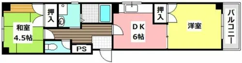 伸栄ハイツ【4階】の間取り