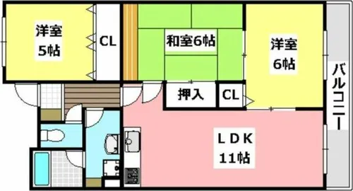 第二ドゥエルなかせい【3階】の間取り