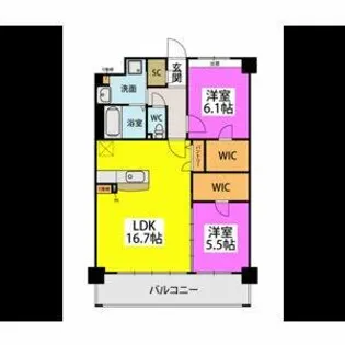 ビオネ美野島【2階】の間取り