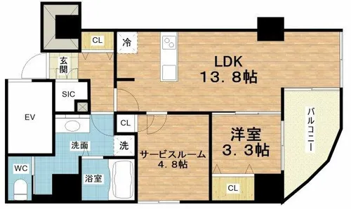 レジディア堺筋本町プレイス【10階】の間取り