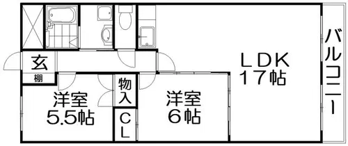 ウエストサイド楠葉【3階】の間取り