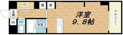 THE MUTUAL 江坂【9階】の間取り