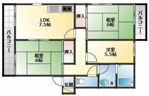 グローリーハイツB棟【2階】の間取り