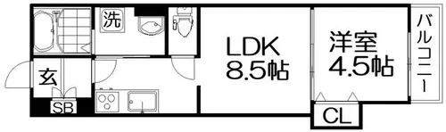 クリエオーレ藤阪東町【2階】の間取り
