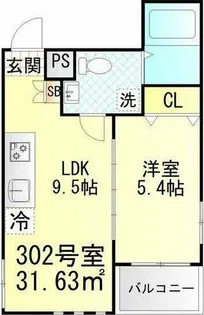 ブリリアントアパートメント伝馬【3階】の間取り