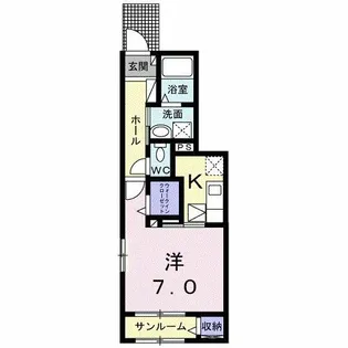フリーデンハイム中浜【1階】の間取り