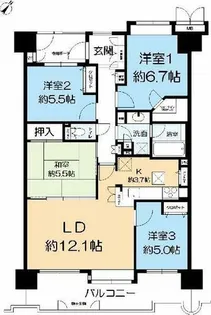グレイスランドマーク堺・光明池【3階】の間取り